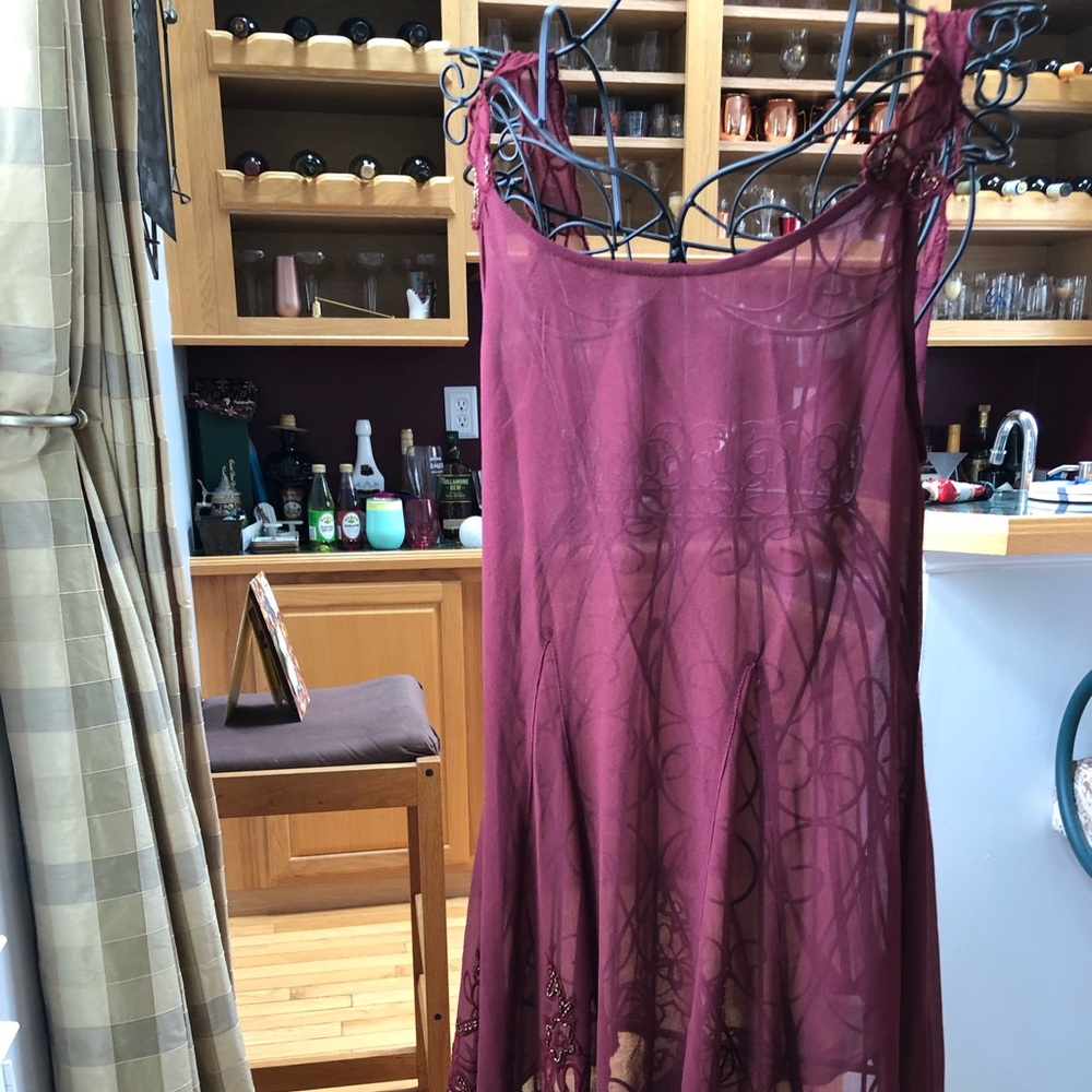 Free People Sheer Beaded Slip Dress SIZE XS